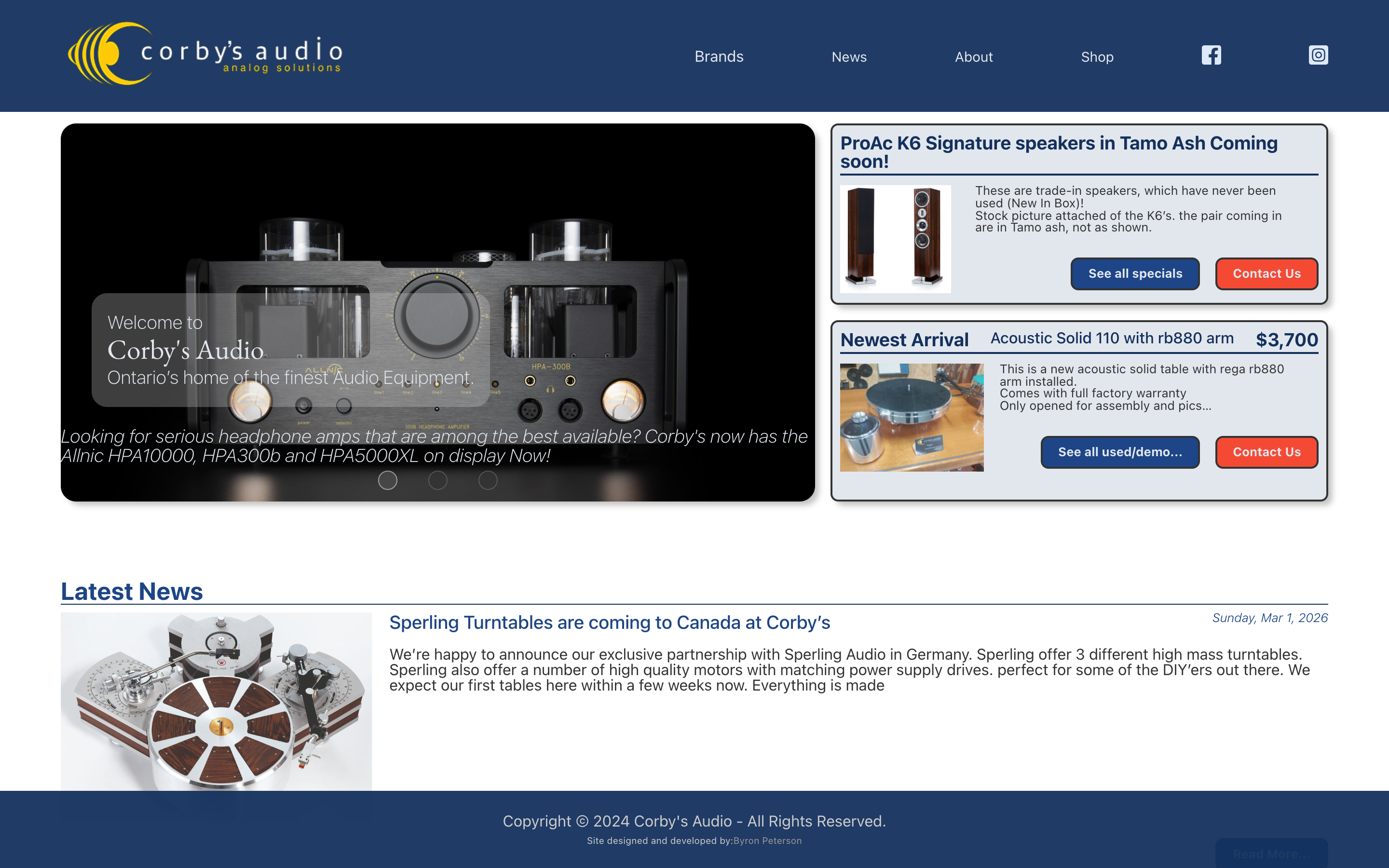Hi-fi retailer website